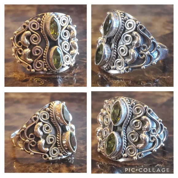 Genuine 2ct Peridot Ring Size 7.5 - Picture 7 of 8